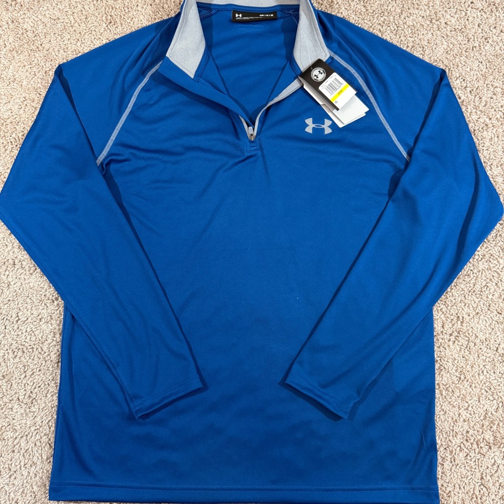 Under Armour Pullover Mens Medium Blue New HeatGear 1/4 Zip 1293946